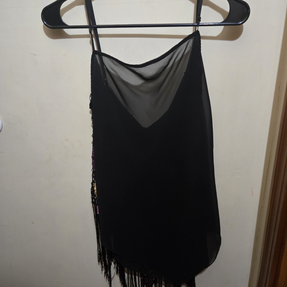 Black Fringe Camisole Top